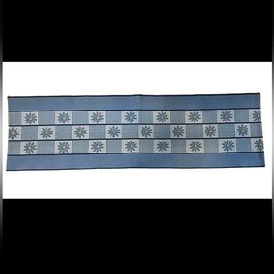 Lapuan Kankurit Finland Table Runner Blue Navy Yellow Daisies Flowers Checkered